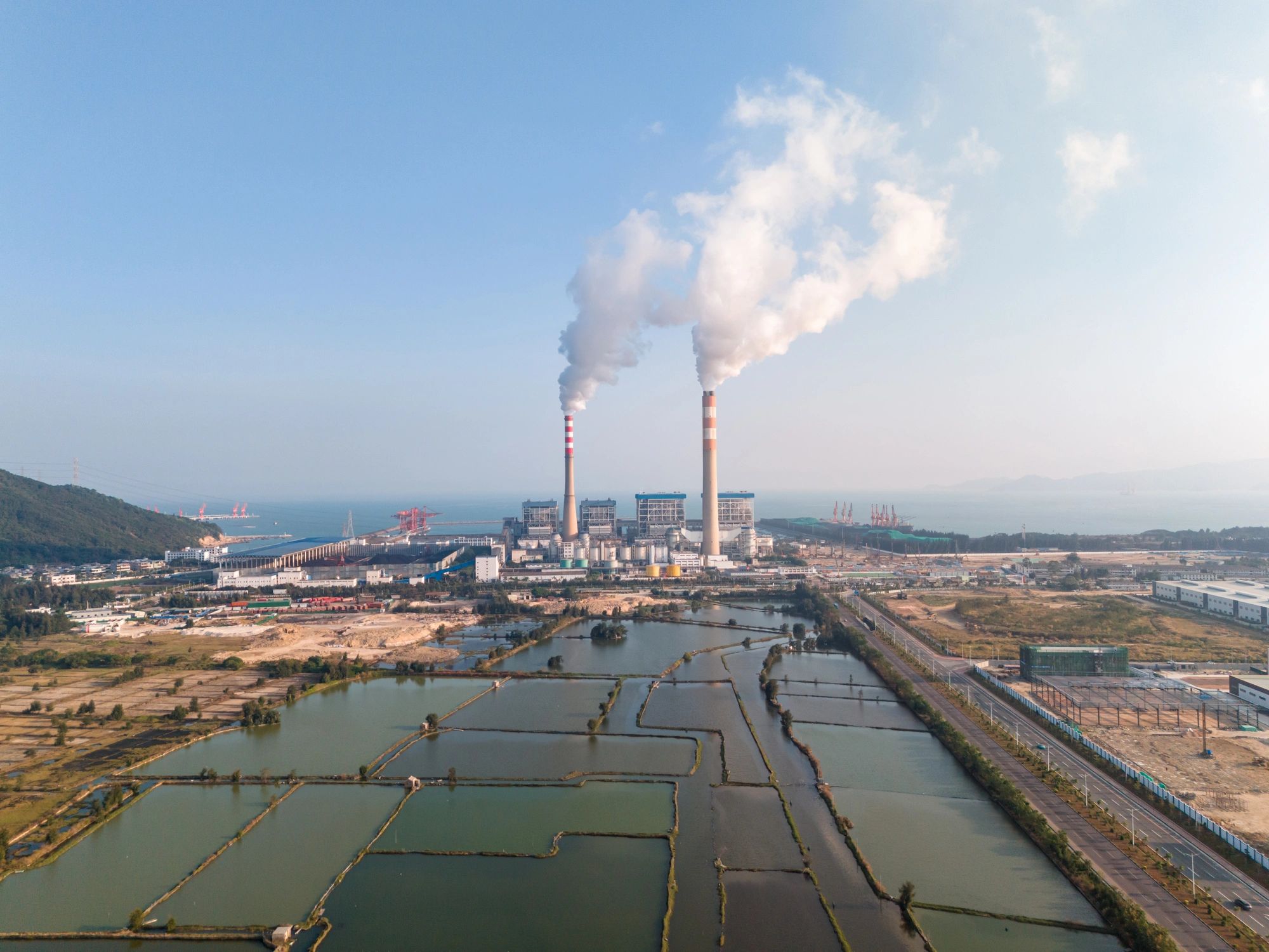 Industrial power plant representing electrical grounding infrastructure